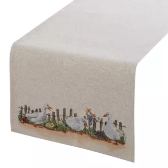 Bieżnik na stół naturalny 40x100 cm gobelinowy z motywem Gęsi Eurofirany