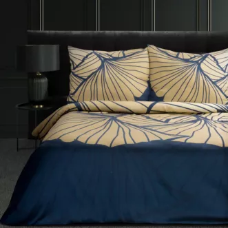 Pościel bawełniana 220x200 komplet 3 częściowy kolor granatowy, złoty z fantazyjnym wzorem MUSA 4 Limited Collection Eurofirany