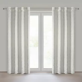 Zasłona kremowo, szampańska zdobiona nadrukiem nakrapianym 140x250 cm przelotka - RONYA - Eurofirany