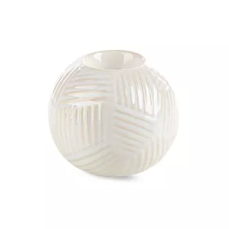 Świecznik ceramiczny kremowy dekoracyjny z wytłaczanym wzorem średnica 10x9 cm ROMINA Eurofirany