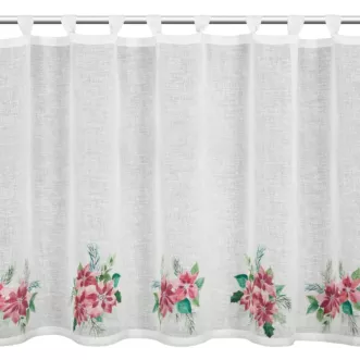 Zazdrostka świąteczna biało, czerwona zdobiona motywem gwiazd betlejemskich 150x90 cm szelki - XMAS 3 Eurofirany