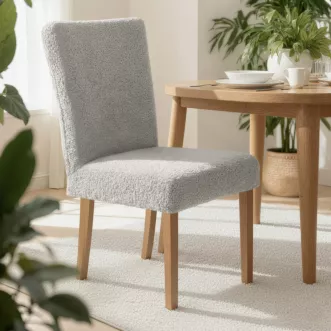 Pokrowiec na krzesło srebrny wodoodporny 35x55x30 cm o strukturze boucle Design 91 Eurofirany