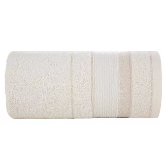 Ręcznik do rąk 30x50 cm bawełniany kolor kremowy w pasy przetykany błyszczącą nicią 500 g/m2 APRIL Eurofirany