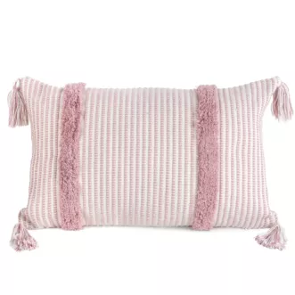Poszewka na poduszkę 30x50 cm bawełniana zdobiona chwostami na rogach różowa AVINION TERRA COLLECTION Eurofirany