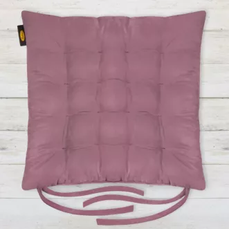 Poduszka na krzesło dwustronna 40 x 40 x 6 cm welurowa ciemnoróżowa z szesnastoma pikowaniami ADORE Eurofirany