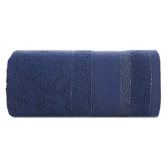 Ręcznik kąpielowy 70x140 cm bawełniany kolor granatowy w pasy przetykany błyszczącą nicią 500 g/m2 APRIL Eurofirany