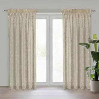 Zasłona jansobeżowa ażurowa w stylu eko 140x270 cm taśma NELA Eurofirany