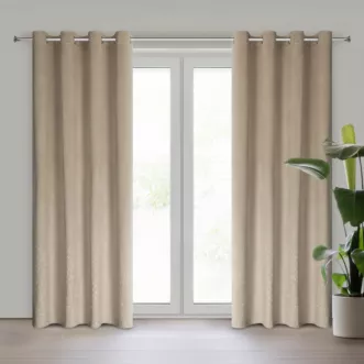 Zasłona beżowa z kryształkami i welwetowej tkaniny 140x250 cm przelotka ARIADNA Eurofirany