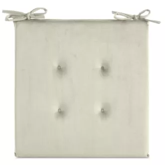 Poduszka na krzesło 40 x 40 x 3 cm welwetowa kremowa z ozdobnym pikowaniem i praktycznymi troczkami GAJA Eurofirany