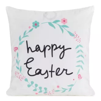 Poszewka na poduszkę 45x45 cm z weluru zdobiona subtelnym nadrukiem biało, czarna WIOSNA 4 Eurofirany