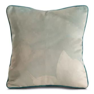 Poszewka na poduszkę 45x45 cm welwetowa z designerskim nadrukiem i wypustką na brzegach miętowo, beżowa MINGE 5 EVA MINGE Eurofirany