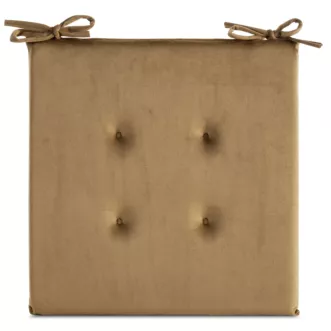 Poduszka na krzesło 40 x 40 x 3 cm welwetowa miodowa z ozdobnym pikowaniem i praktycznymi troczkami GAJA Eurofirany