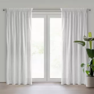 Firana biała z szampańskim nieregularnym wzorem 140x270 cm taśma ROXI Eurofirany