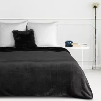 Koc  150x200 czarny z miękkiego polaru ze strukturą baranka TEDY EUROFIRANY PREMIUM