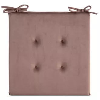 Poduszka na krzesło 40 x 40 x 3 cm welwetowa ciemnoróżowa z ozdobnym pikowaniem i praktycznymi troczkami GAJA Eurofirany