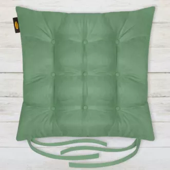 Poduszka na krzesło dwustronna 40 x 40 x 6 cm welurowa miętowa z dziewięcioma pikowaniami ADORE Eurofirany