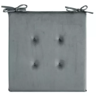 Poduszka na krzesło 40 x 40 x 3 cm welwetowa srebrna z ozdobnym pikowaniem i praktycznymi troczkami GAJA Eurofirany