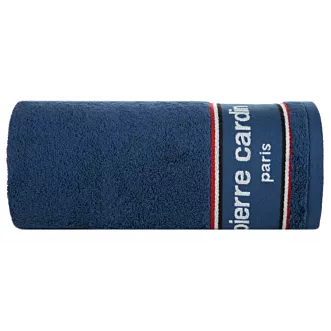 Ręcznik kąpielowy 70X140 cm bawełniany kolor granatowy 450 g/m2 z żakardową bordiurą i haftowanym logiem marki Pierre Cardin KARLA Eurofirany