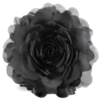 Okrągła poszewka o średnicy 40 cm kolor czarny zdobiona kwiatem 3D FLORES 6 Eurofirany