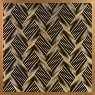 Obraz geometryczny czarny z błyszczącym nadrukiem w złotej ramie 53x53 cm VICTORIA 3 LIMITED COLLECTION