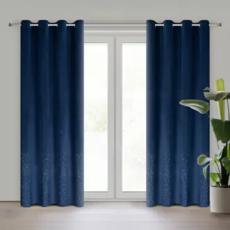 Zasłona granatowa z kryształkami i welwetowej tkaniny 140x250 cm przelotka ARIADNA Eurofirany
