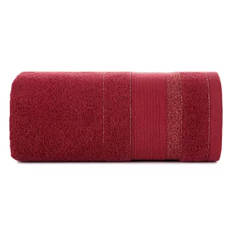 Ręcznik kąpielowy 50x90 cm bawełniany kolor bordowy w pasy przetykany błyszczącą nicią 500 g/m2 APRIL Eurofirany