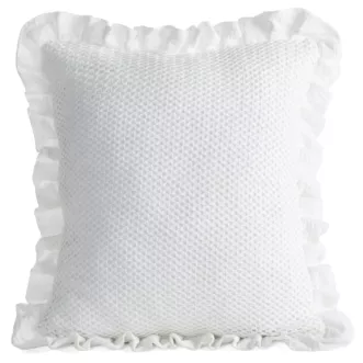 Poszewka na poduszkę 45x45 cm muślinowa z siateczką oraz ozdobną falbanką na brzegach biała MUŚLIN 2 Eurofirany
