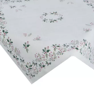 Świąteczny obrus kolor naturalno, zielony 100x100 cm szenilowy tkany motywem świątecznym Eurofirany