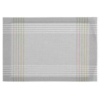 Podkładka na stół biało, złota 30x45 cm KARA zdobiona w subtelna kratkę Eurofirany