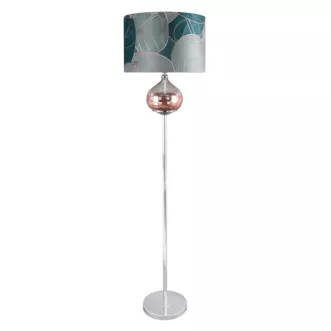 Lampa stojąca do salonu szałwiowa SALVIA 4 z welwetowym abażurem i motywem lilii wodnej Limited Collection Eurofirany