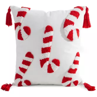 Poszewka na poduszkę świąteczna 45x45 cm zdobiona aplikacją w laski cukrowe Eurofirany