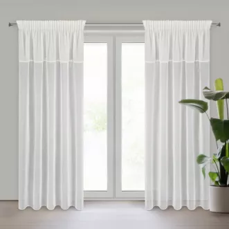 Zasłona kremowa z wstawką z moherowej tkaniny 140x270 cm taśma - AGIS Eurofirany