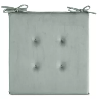 Poduszka na krzesło 40 x 40 x 3 cm welwetowa szałwiowa z ozdobnym pikowaniem i praktycznymi troczkami GAJA Eurofirany