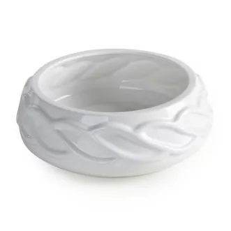 Misa z dolomitu biała  dekoracyjna z wypukłym wzorem 24x24x8 cm LISA Eurofirany