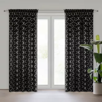 Zasłona czarno, srebrzysta zaciemniająca 140x270 cm taśma MILI Eurofirany