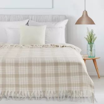 Koc  130x170 cm beżowo, kremowy z efektem ombre i frędzlami MOHER Eurofirany