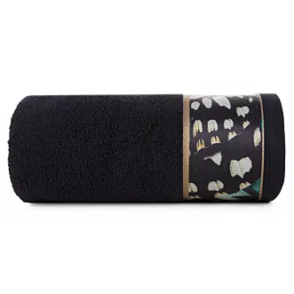 Ręcznik kąpielowy 70x140 cm bawełniany kolor czarny z designerską bordiurą 500 g/m2 EVA 15 Eva Minge Eurofirany