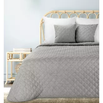 Narzuta o strukturze lnu stalowa 220x240 cm pikowana metodą hot press LEN 1 EUROFIRANY PREMIUM