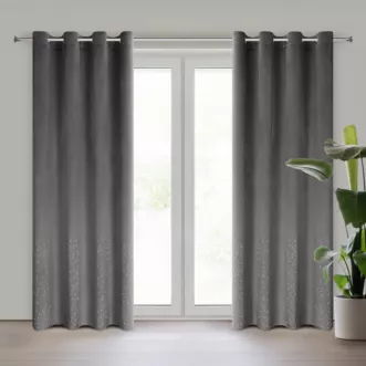 Zasłona grafitowa z kryształkami i welwetowej tkaniny 140x250 cm przelotka ARIADNA Eurofirany