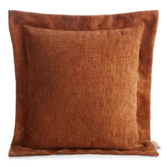 Poszewka na poduszkę 55x55 cm z szenilowej tkaniny ceglasta o widocznym ozdobnym splocie Eva Minge Elegante Eurofirany