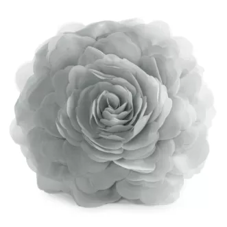 Okrągła poszewka o średnicy 40 cm kolor srebrny zdobiona kwiatem 3D FLORES 6 Eurofirany