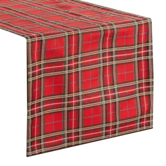 Bieżnik na st&oacute;ł czerwony 40x180 cm gobelinowy LOOK świąteczny w kratę