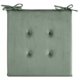 Poduszka na krzesło 40 x 40 x 3 cm welwetowa jasnomiętowa z ozdobnym pikowaniem i praktycznymi troczkami GAJA Eurofirany