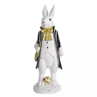 Wielkanocna figurka zajączka ze złotymi akcentami Eurofirany