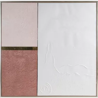 Obraz abstrakcja biało, r&oacute;żowy ręcznie malowany na pł&oacute;tnie kolaż 80x80 cm GEOMETRIC 3