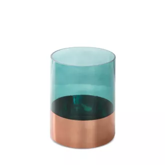 Świecznik dekoracyjny SALVIA 8 szałwiowy szklany z miedzianym wnętrzem Limited Collection Eurofirany