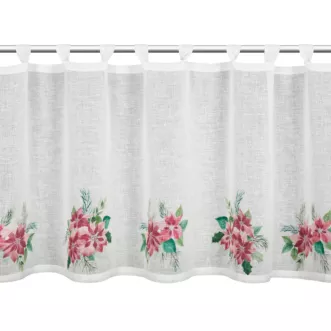 Zazdrostka świąteczna biało, czerwona zdobiona motywem gwiazd betlejemskich szelki 150x60 cm - XMAS 3 Eurofirany