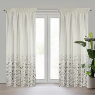 Zasłona kremowo, szampańska z nadrukiem metalicznym z welwetu 140x270 cm taśma MARIELA Eurofirany