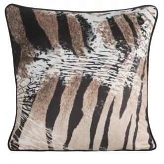 Poszewka na poduszkę 45x45 cm welwetowa z designerskim nadrukiem i wypustką na brzegach brązowo, czarna EVA 21 B EVA MINGE Eurofirany