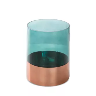 Świecznik dekoracyjny SALVIA 8 szałwiowy szklany z miedzianym wnętrzem Limited Collection Eurofirany